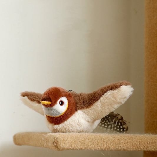 Engaging Cat Jumping Winged Bird Toy
